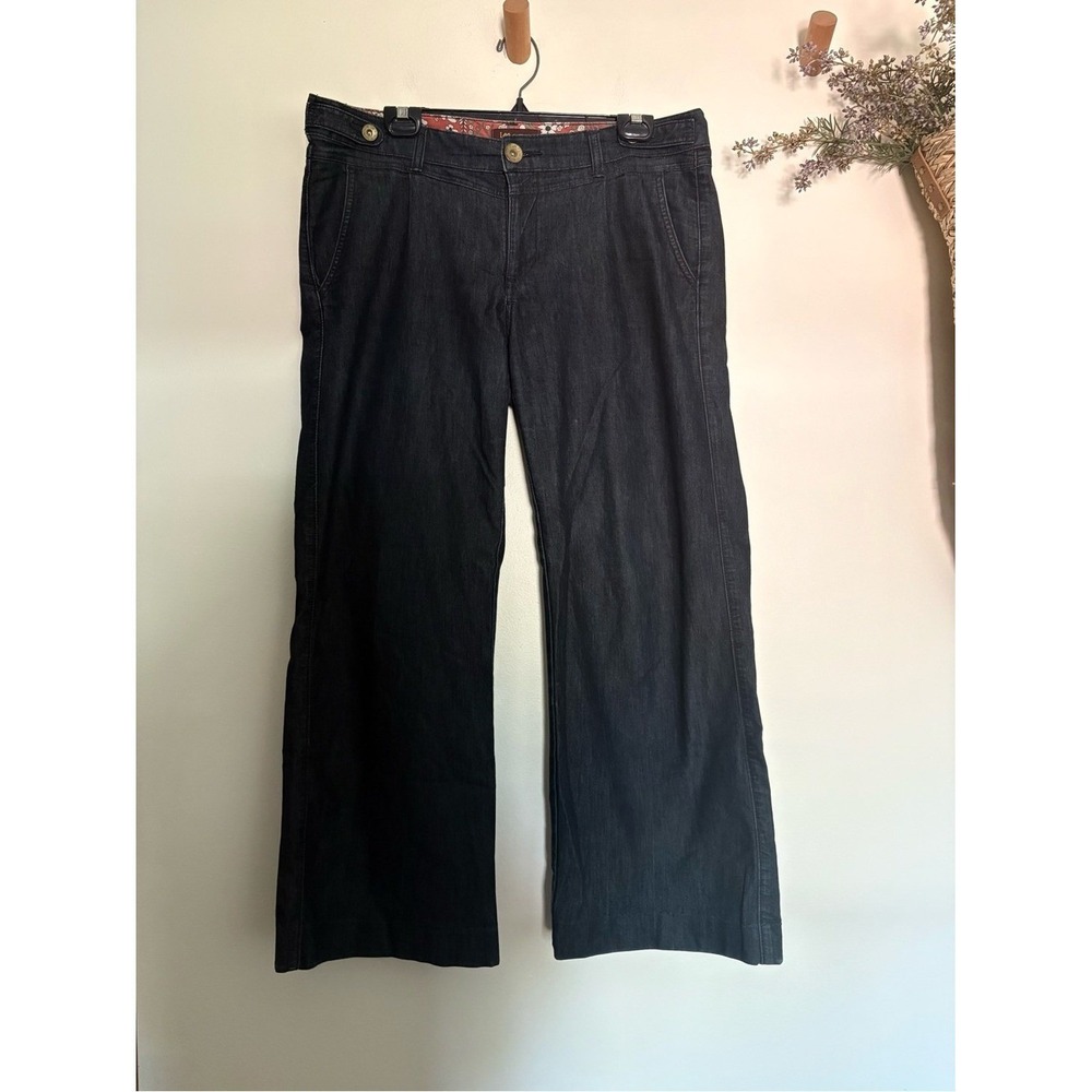 Lee One True Fit Dark Wash Wide Leg Crop Jeans Size 14 - Picture 2 of 6